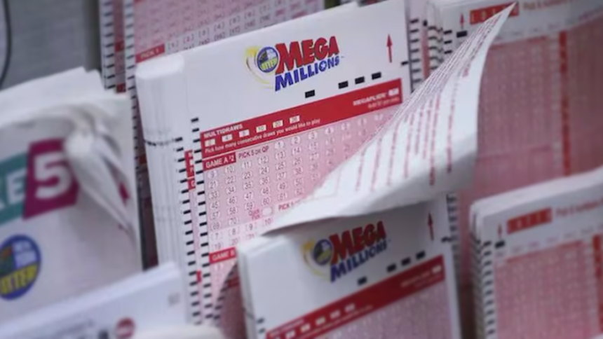 Lottery balls and a Mega Millions ticket symbolizing the recent $344 million jackpot win in Illinois.